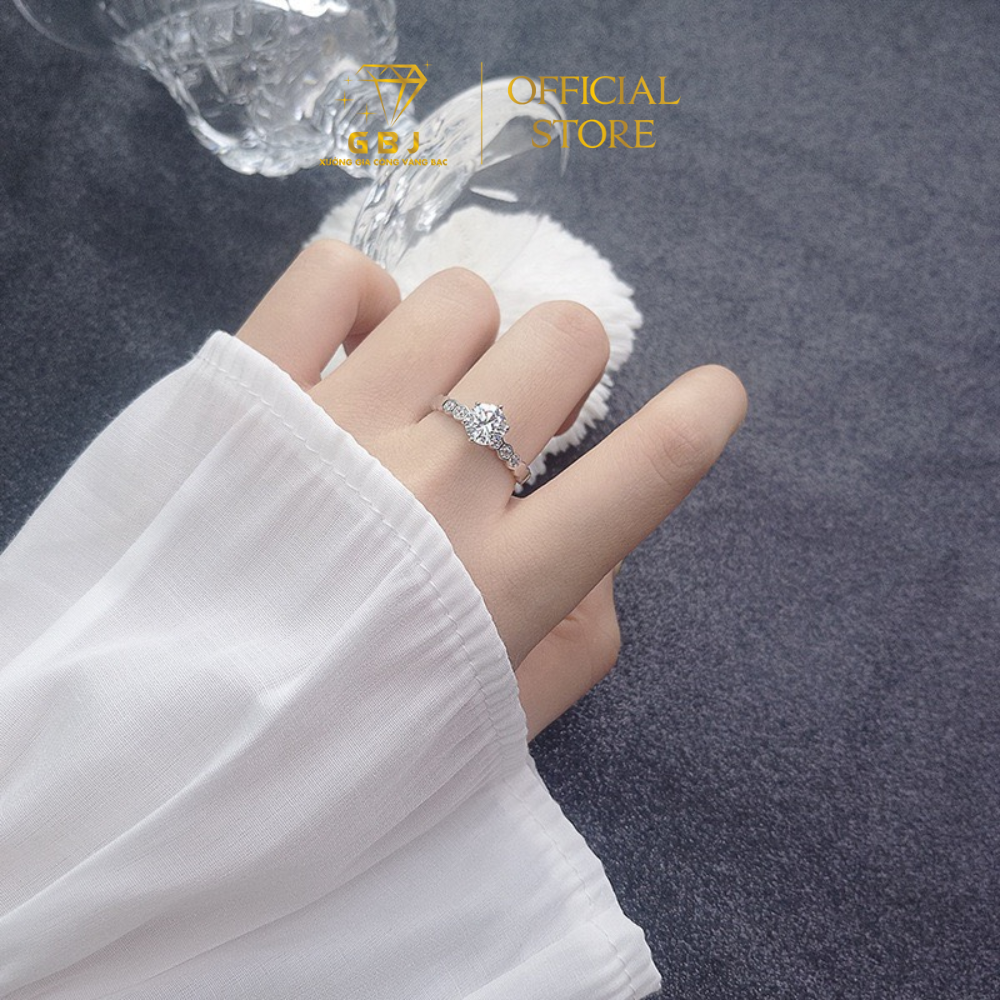 Nhẫn Xoàn Lục Giác Đính Đá 8li M.O.I Freesize (11-17) Chuẩn Bạc 925 - GBJ47483 - 49413 - Gia Bảo Jewelry (Có Xi Kim)