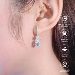 Bông Tai Tòn Ten Nơ Tròn Đính Đá Cao Cấp Chuẩn Bạc 925 - GBJ47983 - Gia Bảo Jewelry