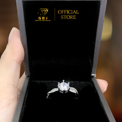 Nhẫn Nữ Viền Đôi Kiểu Xoắn 6 Chấu Chuẩn Bạc 925 - GBJ49488 - Gia Bảo Jewelry (Có Xi Kim)