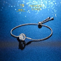 Lắc Tay Bạc Hoa Tròn Dạng Rút  MOISSANITE 6li (freesize) - GBJ54896 - Gia Bảo Jewelry (Có Xi Kim)