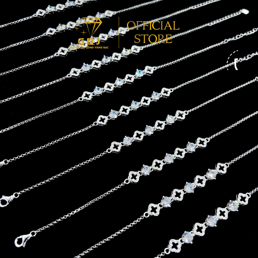 Lắc Tay Bạc Hoa 4 Cánh Mix Đ.á MOISSANITE U.S.A 5Li (X.K) (19cm) - GBJ54893 - Gia Bảo Jewelry (Có Xi Kim)