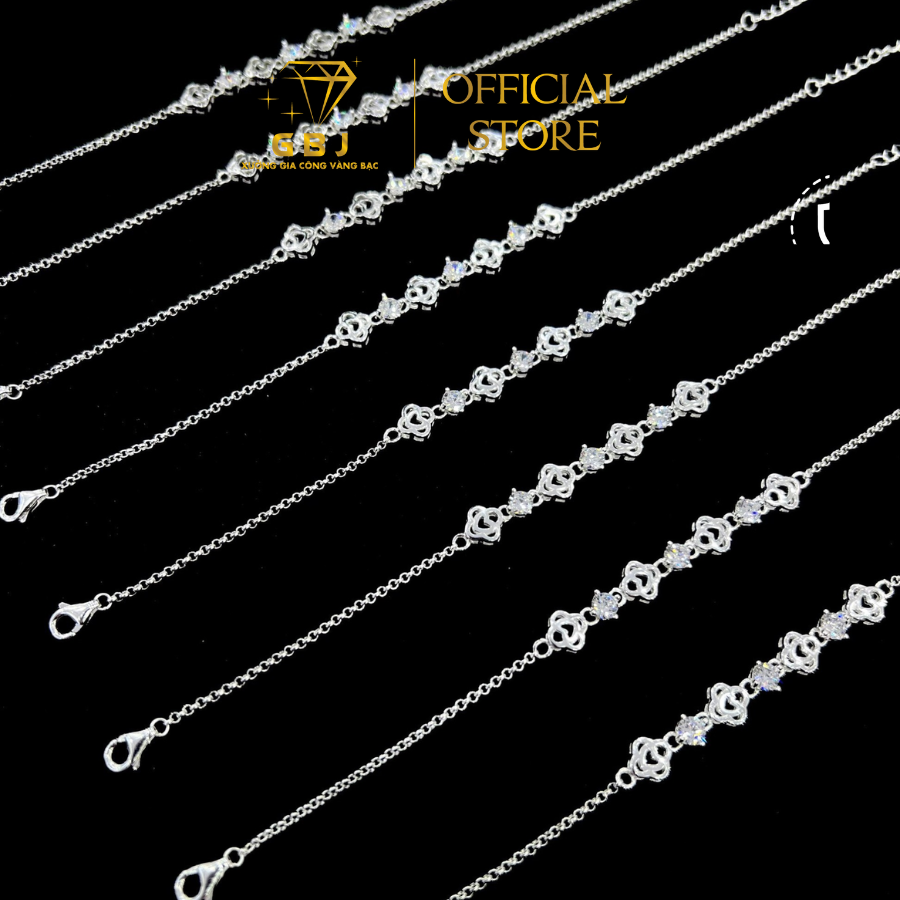 Lắc Tay Bạc Hình Tim Mix Đ.á MOISSANITE U.S.A 4Li (X.K) (19cm) - GBJ54894 - Gia Bảo Jewelry (Có Xi Kim)