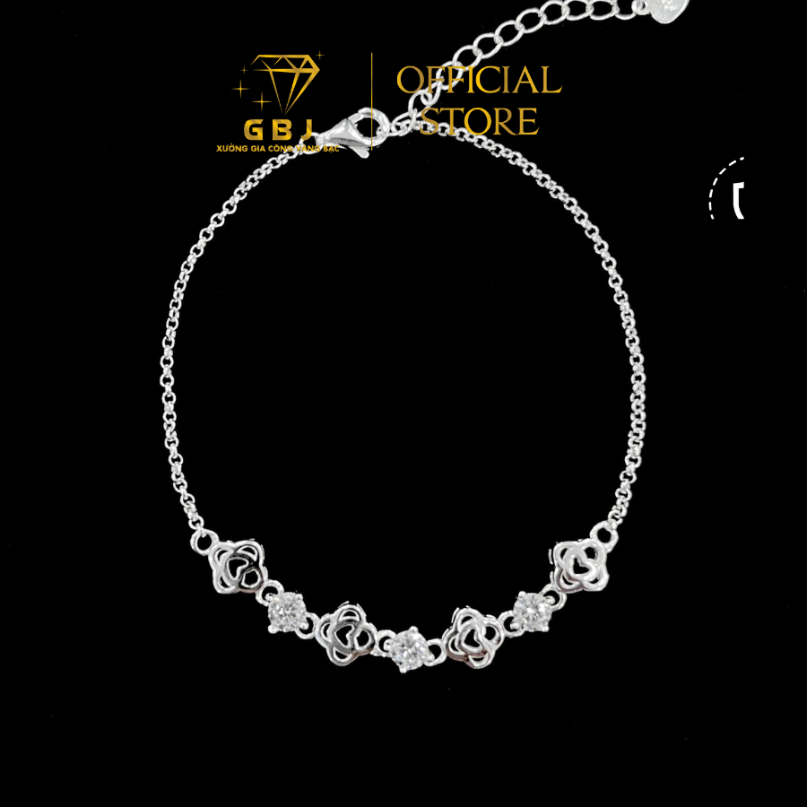 Lắc Tay Bạc Hình Tim Mix Đ.á MOISSANITE U.S.A 4Li (X.K) (19cm) - GBJ54894 - Gia Bảo Jewelry (Có Xi Kim)
