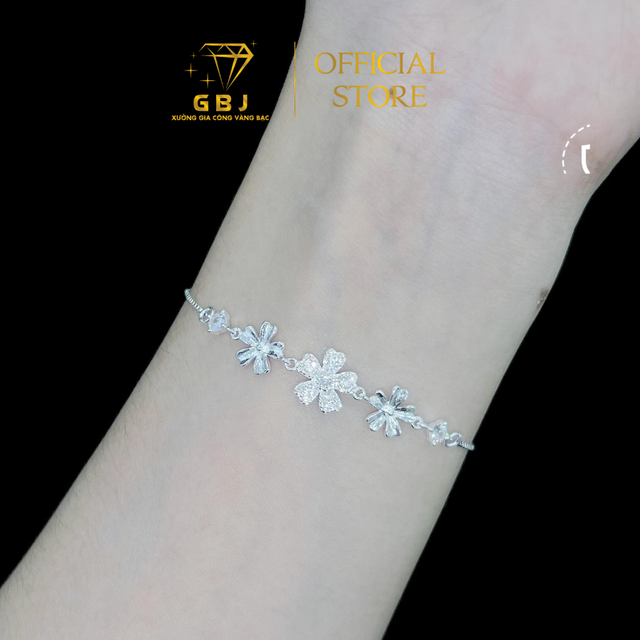 Lắc Tay Bạc Mix Hoa 5 Cánh Tròn Dạng Rút (freesize) - GBJ54895 - Gia Bảo Jewelry (Có Xi Kim)