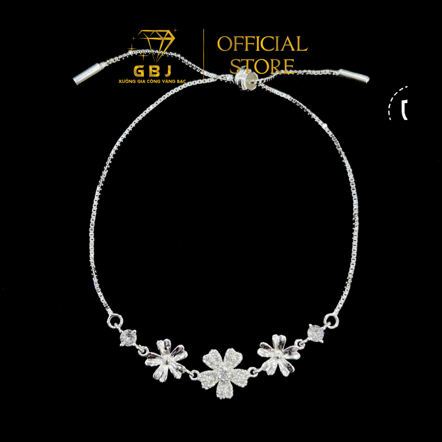 Lắc Tay Bạc Mix Hoa 5 Cánh Tròn Dạng Rút (freesize) - GBJ54895 - Gia Bảo Jewelry (Có Xi Kim)