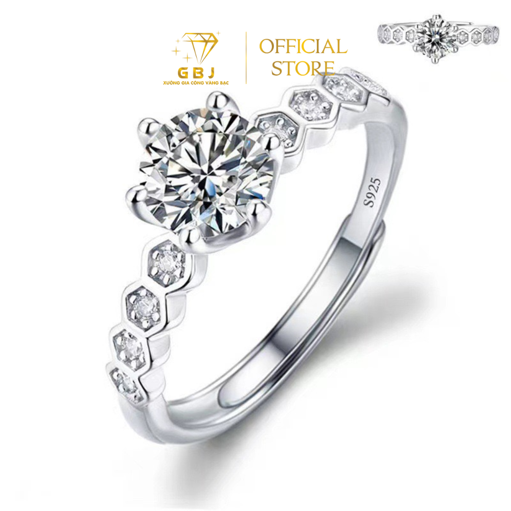 Nhẫn Xoàn Lục Giác Đính Đá 8li M.O.I Freesize (11-17) Chuẩn Bạc 925 - GBJ47483 - 49413 - Gia Bảo Jewelry (Có Xi Kim)