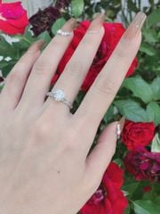 Nhẫn Bạc Nữ 4 Chấu Viền Đ.á Viên Chủ Moissanite 7Li (freesize) - GBJ54122 - Gia Bảo Jewelry (Có Xi Kim)
