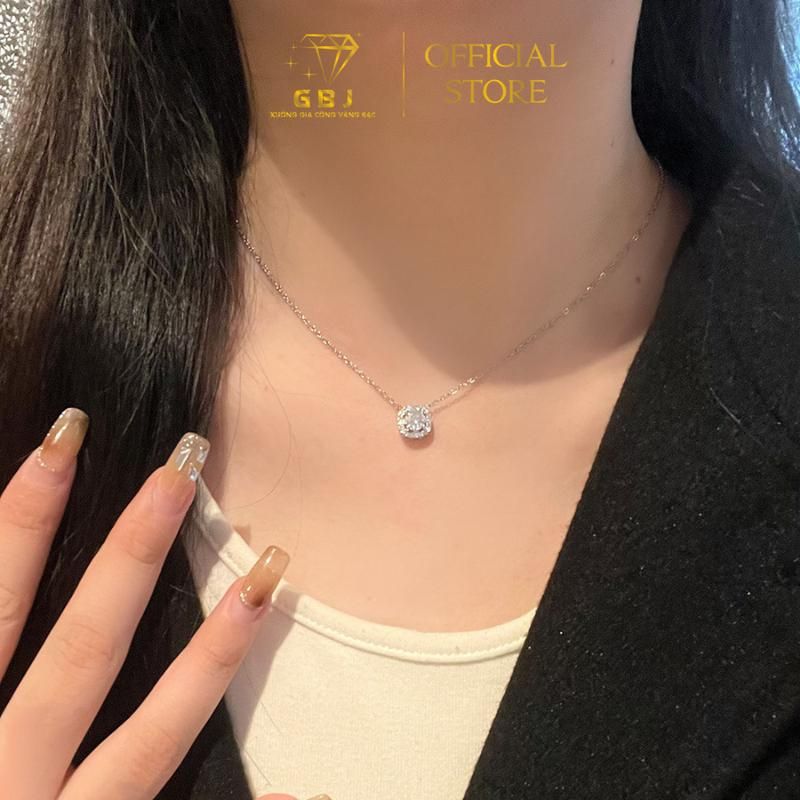 Dây Chuyền Mặt Vuông Viền Đá Cao Cấp 7Li (Độ Dài 4 Tấc 4) - Bạc 925 - Đã Xi Bạch Kim - Thiết Kế Đơn Giản, Thanh Lịch, Dành Cho Phái Đẹp - GBJ56311 - Gia Bảo Jewelry