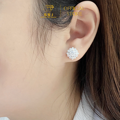 Hoa Tai Bạc Hoa Tròn 4 Chấu Cách Điệu (Chốt Vặn) Đính Đá Viên Chủ 5Li - Bạc 925 Đã Xi Bạch Kim - Thiết Kế Sang Trọng, Quý Phái, Dành Cho Nữ, Phù Hợp Đeo Đi Tiệc, Đeo Hàng Ngày, Dành Cho Nữ - GBJ42626 - Gia Bảo Jewelry