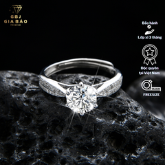 Nhẫn Xoàn 6 Chấu Viền Đá Cao Cấp (Freesize 11 -18) Chuẩn Bạc 925 - GBJ47508 - Gia Bảo Jewelry