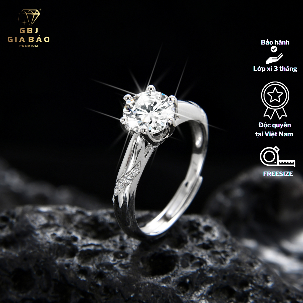 Nhẫn Bạc Đính Đá Cao Cấp (Freesize) Chuẩn Bạc 925 - GBJ47513 - Gia Bảo Jewelry
