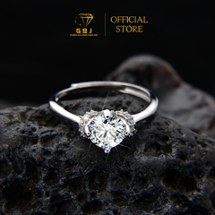 Nhẫn 4 Chấu Viền Trơn Nụ Đính Đá 6li5 (Freesize 12-18) Chuẩn Bạc 925 - GBJ48703 - Gia Bảo Jewelry (Có Xi Kim)