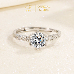 Nhẫn Xoàn Lục Giác Đính Đá 8li M.O.I Freesize (11-17) Chuẩn Bạc 925 - GBJ47483 - 49413 - Gia Bảo Jewelry (Có Xi Kim)
