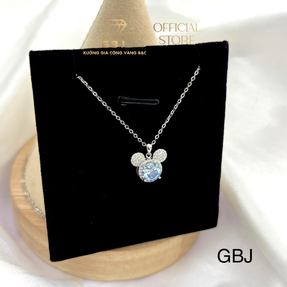 Dây Chuyền Nữ Hình Chuột Mickey Kim Cương Moissanite Viên Chủ 6Li3 (Độ Dài 4 Tấc 5) - Bạc 925 Đã Xi Bạch Kim - Kiểu Dáng Trẻ Trung, Năng Động, Dành Cho Nữ - GBJ44624 - Gia Bảo Jewelry