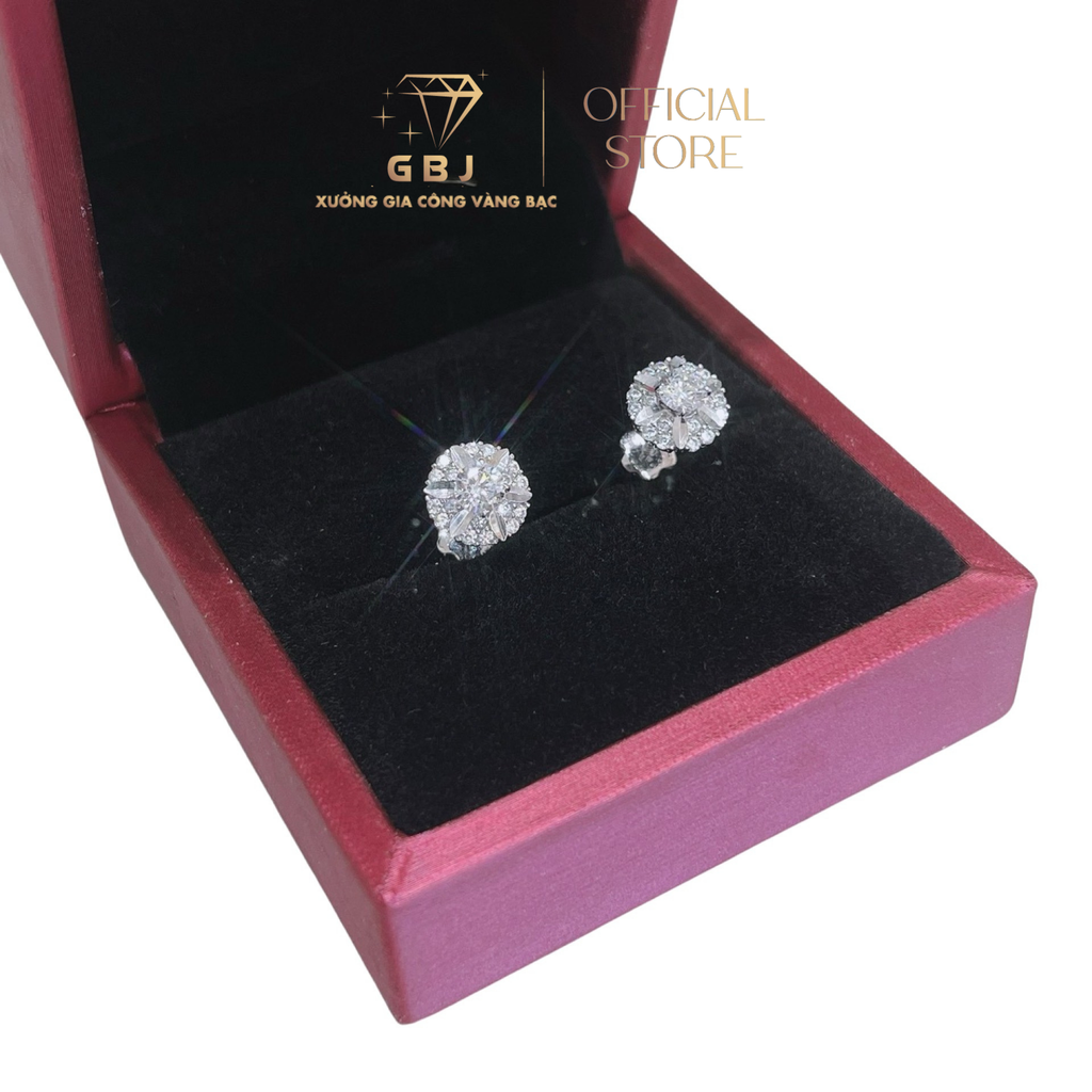 Bông Tai Hoa 6 Cánh Đính Đá Chuẩn Bạc 925 - GBJ46425 - Gia Bảo Jewelry