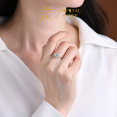 Nhẫn 4 Chấu Viền Trơn Nụ Đính Đá 6li5 (Freesize 12-18) Chuẩn Bạc 925 - GBJ48703 - Gia Bảo Jewelry (Có Xi Kim)
