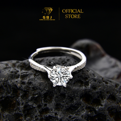 Nhẫn 6 Chấu Viền Đá Mảnh 02 (Freesize 14-20) Chuẩn Bạc 925 - GBJ48702 - Gia Bảo Jewelry (Có Xi Kim)