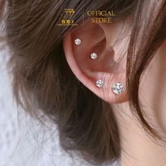 Hoa Tai Bạc Vỏ Xoàn 4 Chấu Đá Moissanite Viên Chủ 6Li3 (chốt đẩy)(chốt vặn) - tặng Hộp Cao Cấp
