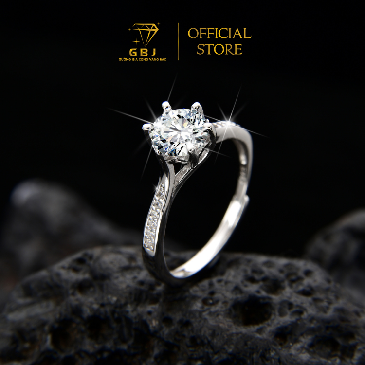 Nhẫn 6 Chấu Viền Đá Mảnh 02 (Freesize 14-20) Chuẩn Bạc 925 - GBJ48702 - Gia Bảo Jewelry (Có Xi Kim)