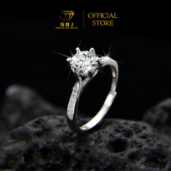 Nhẫn 6 Chấu Viền Đá Mảnh 02 (Freesize 14-20) Chuẩn Bạc 925 - GBJ48702 - Gia Bảo Jewelry (Có Xi Kim)