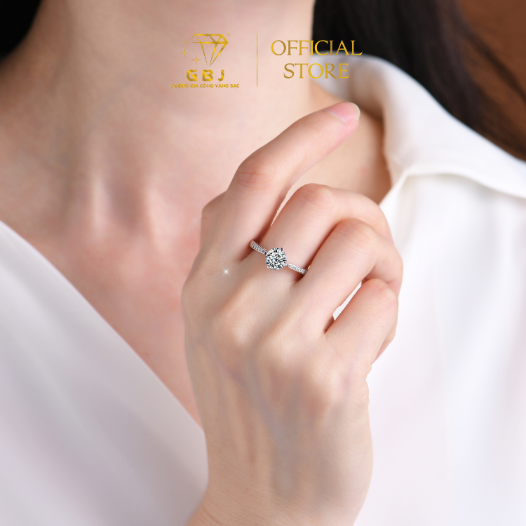 Nhẫn 6 Chấu Viền Đá Mảnh 02 (Freesize 14-20) Chuẩn Bạc 925 - GBJ48702 - Gia Bảo Jewelry (Có Xi Kim)