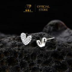 Bông Tai Tim Kiểu Cá Tính (Chốt Đẩy) Chuẩn Bạc 925 - GBJ48709 - Gia Bảo Jewelry