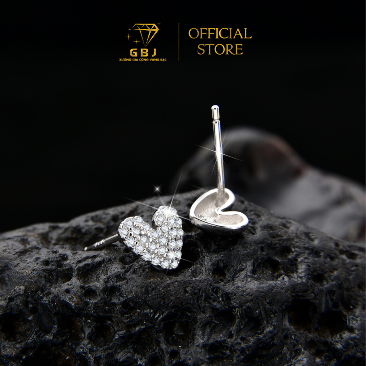 Bông Tai Tim Kiểu Cá Tính (Chốt Đẩy) Chuẩn Bạc 925 - GBJ48709 - Gia Bảo Jewelry
