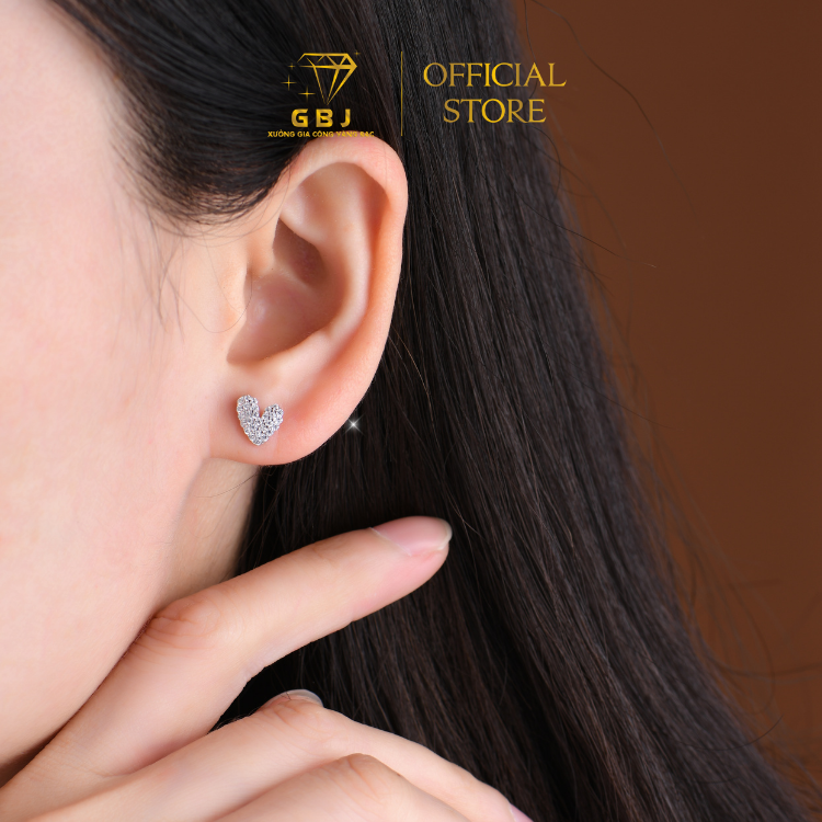 Bông Tai Tim Kiểu Cá Tính (Chốt Đẩy) Chuẩn Bạc 925 - GBJ48709 - Gia Bảo Jewelry