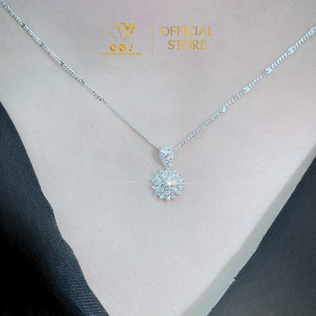 Dây Chuyền Mặt Hoa Tròn Cách Điệu (Xi Kim) Chuẩn Bạc 925 - GBJ35738-47159 - Gia Bảo Jewelry (Có Xi Kim)