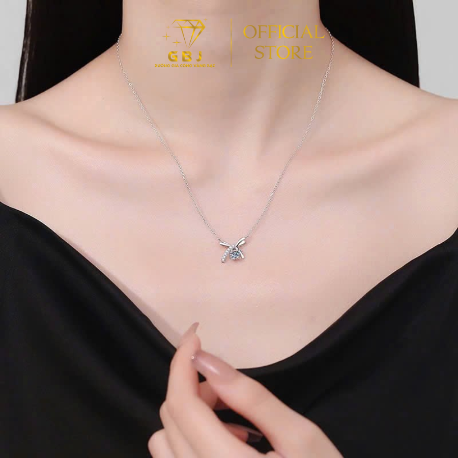Combo Hoa Tai Nơ Viên Chủ 4Li5 & Dây Chuyền (4T5) Nơ Viên Chủ 5Li X.I K.I.M Thiết Kế Thanh Lịch, Xinh Xắn, Trẻ Trung, Phong Cách Unisex - GBJ56752-55421 - Gia Bảo Jewelry