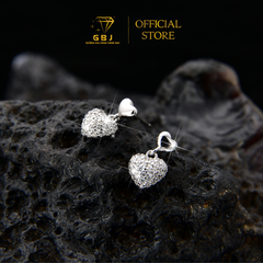 Bông Tai Hoạ Tiết Tim Đôi TT (Chốt Đẩy) Chuẩn Bạc 925 - GBJ48708 - Gia Bảo Jewelry (Có Xi Kim)