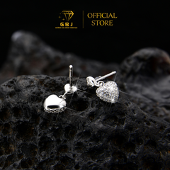 Bông Tai Hoạ Tiết Tim Đôi TT (Chốt Đẩy) Chuẩn Bạc 925 - GBJ48708 - Gia Bảo Jewelry (Có Xi Kim)