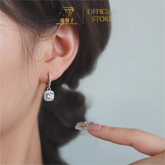 Hoa Tai Bạc khoen Vuông Viên Chủ Kim Cương Nhân Tạo 6Li3 Đã Xi Bạch Kim (Chốt bấm), Lớp Xi Cao Cấp Bền Đẹp - Tặng Túi Xách Cao Cấp - Sự Lựa Chọn Đẳng Cấp Cho Phái Đẹp - GBJ50430 - Gia Bảo Jewelry