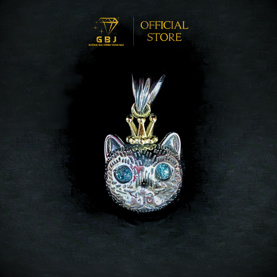 Mặt Dây Mèo Đội Vương Miệng Xinh Xắn Chuẩn Bạc 925 - GBJ49483 - Gia Bảo Jewelry