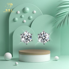 Bông Tai 6 Chấu Cao Cấp Moissanite Chuẩn Bạc 925 - Gia Bảo Jewelry (Có Xi Kim)
