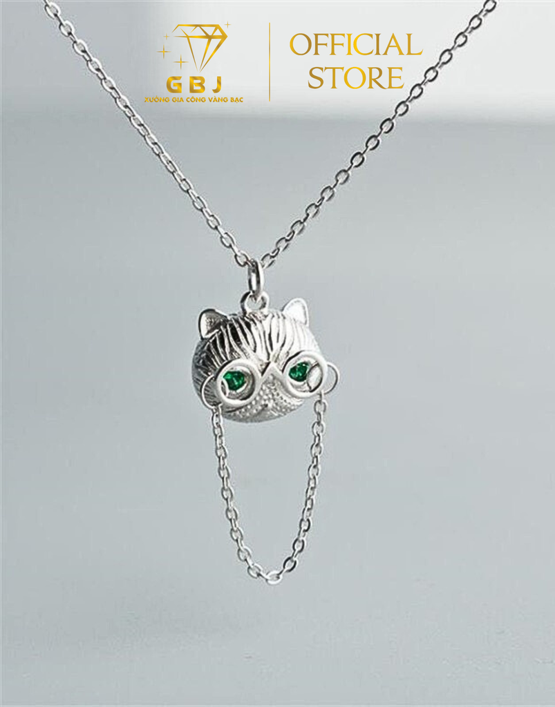 Dây Chuyền Mặt Mèo Đeo Kính Dễ Thương Chuẩn Bạc 925 - GBJ49478 - Gia Bảo Jewelry