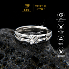 Nhẫn Chữ X Đính Đá (Freesize) Chuẩn Bạc 925 - GBJ48178 - Gia Bảo Jewelry (Có Xi Kim)