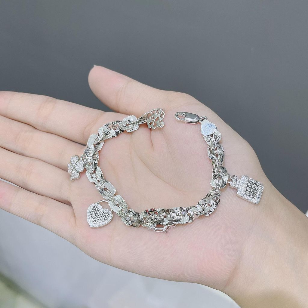 Lắc Tay Bạc Xoắn Lớn Mix Charm (X.K) - GBJ54362 - Gia Bảo Jewelry