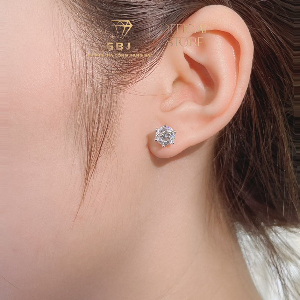 Bông Tai 6 Chấu Cao Cấp Chuẩn Bạc 925 - Gia Bảo Jewelry (Có Xi Kim)