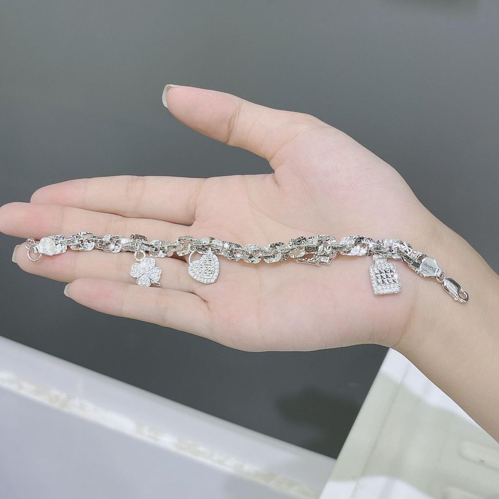 Lắc Tay Bạc Xoắn Lớn Mix Charm (X.K) - GBJ54362 - Gia Bảo Jewelry