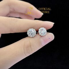 Hoa Tai Halo Hoa Tròn Đính Đá Viên Chủ 5Li (Chốt Đẩy - Chốt Vặn) - Bạc 925 Đã Xi Bạch Kim - Thiết Kế Nhẹ Nhàng, Xinh Xắn, Dành Cho Nữ - GBJ53015 - Gia Bảo Jewelry