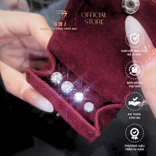 Bông Tai 4 Chấu Vỏ Xoàn Cao Cấp Đá CZ Chuẩn Bạc 925 - Gia Bảo Jewelry (Có Xi Kim)
