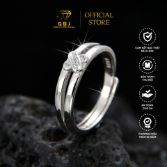 Nhẫn Chữ X Đính Đá (Freesize) Chuẩn Bạc 925 - GBJ48178 - Gia Bảo Jewelry (Có Xi Kim)