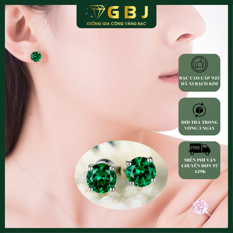Bông Tai 4 Chấu Vỏ Xoàn Moissanite Xanh 58 Giác Chuẩn Bạc 925 - Gia Bảo Jewelry