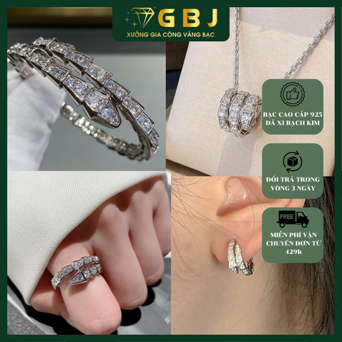 Combo PK Dây Chuyền SNAKE - Vòng SNAKE - Nhẫn SNAKE - Hoa Tai SNAKE - GBJ50843+50842+50844+50871 - Gia Bảo Jewelry