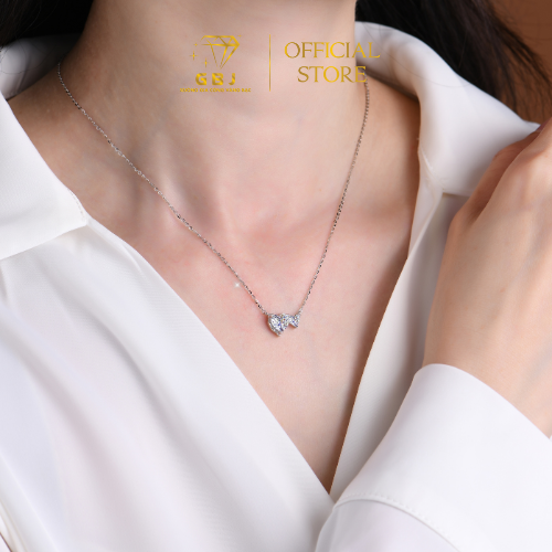 Dây Chuyền Liền Mặt Tim Đôi 3 Chấu Chuẩn Bạc 925 - GBJ48678 - Gia Bảo Jewelry