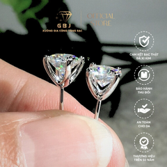 Bông Tai 4 Chấu Vỏ Xoàn Cao Cấp Đá CZ Chuẩn Bạc 925 - Gia Bảo Jewelry (Có Xi Kim)