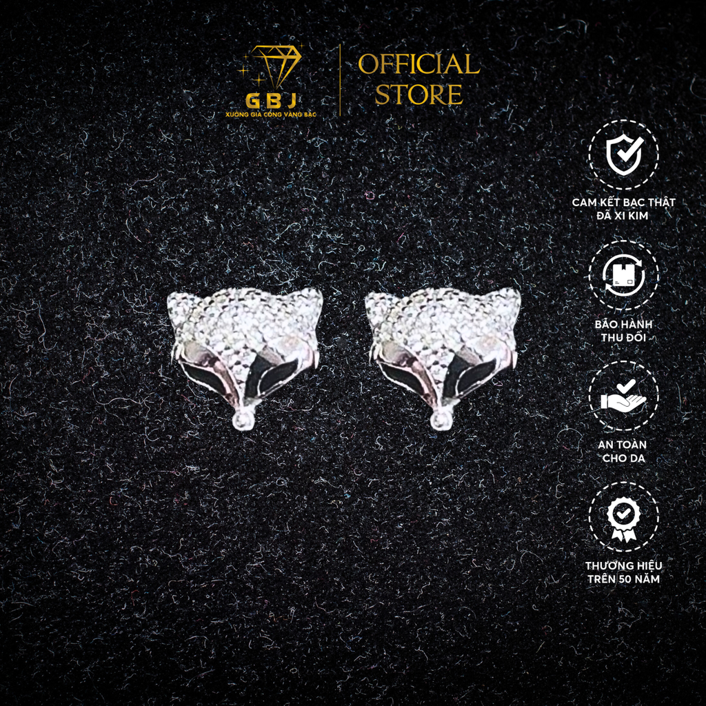 Bông Tai Hồ Ly (Chốt Đẩy) Chuẩn Bạc 925 - GBJ47500 - Gia Bảo Jewelry (Có Xi Kim)