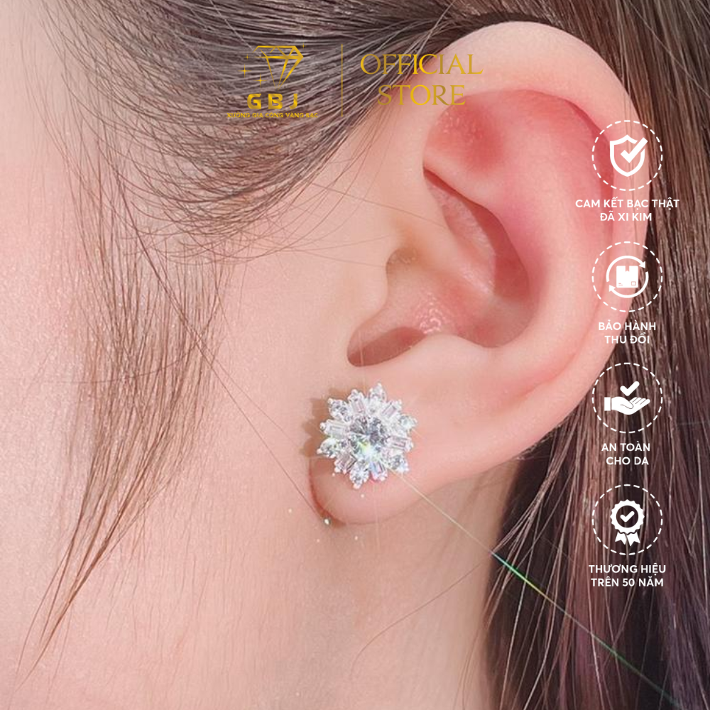 Bông Tai Hoa Tuyết Cách Điệu Chuẩn Bạc 925 - GBJ46308 - Gia Bảo Jewelry (Có Xi Kim)