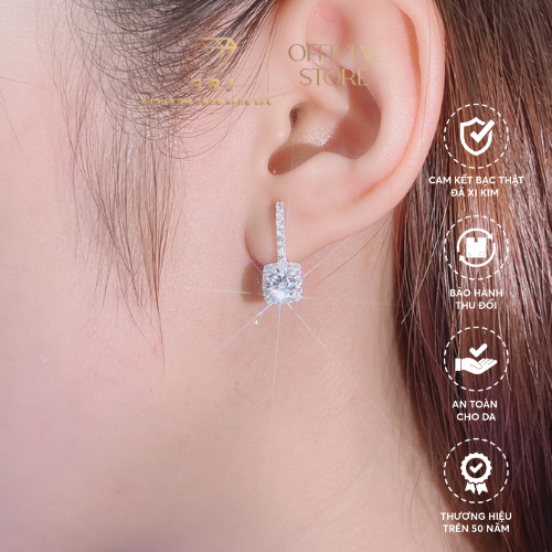 Bông Tai Viền Vuông Chuẩn Bạc 925 - GBJ41910 - Gia Bảo Jewelry